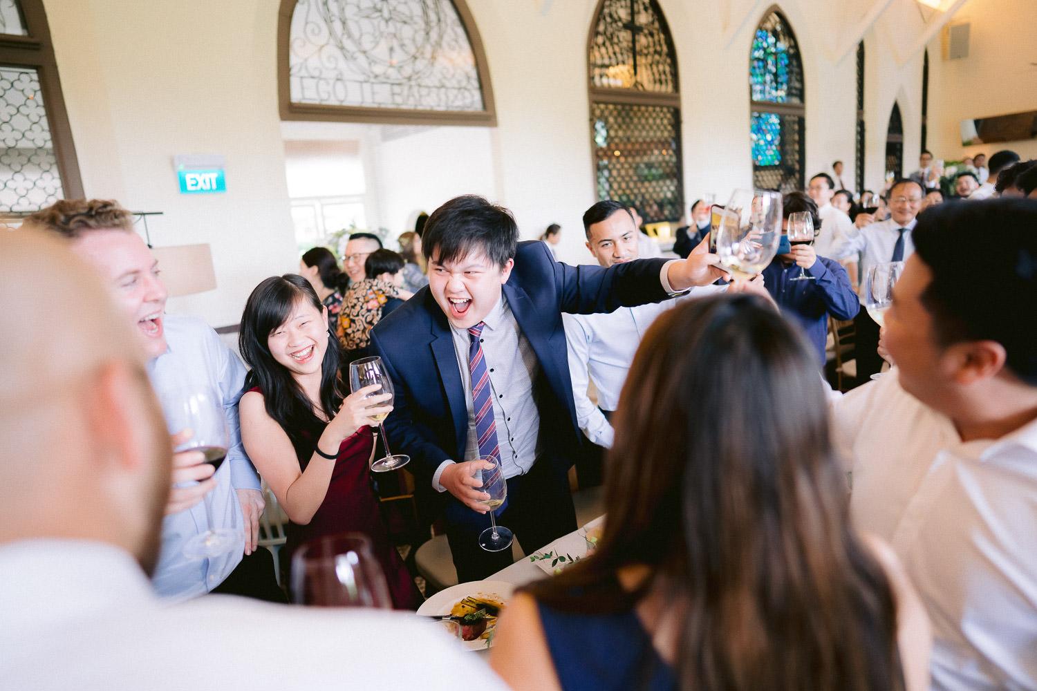 wedding day thomson road baptist church white rabbit lunch banquet bride groom